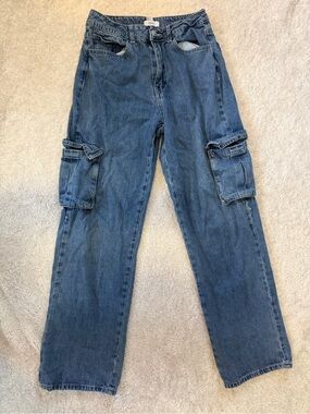 Forever 21 Denim Cargo Pants in Blue